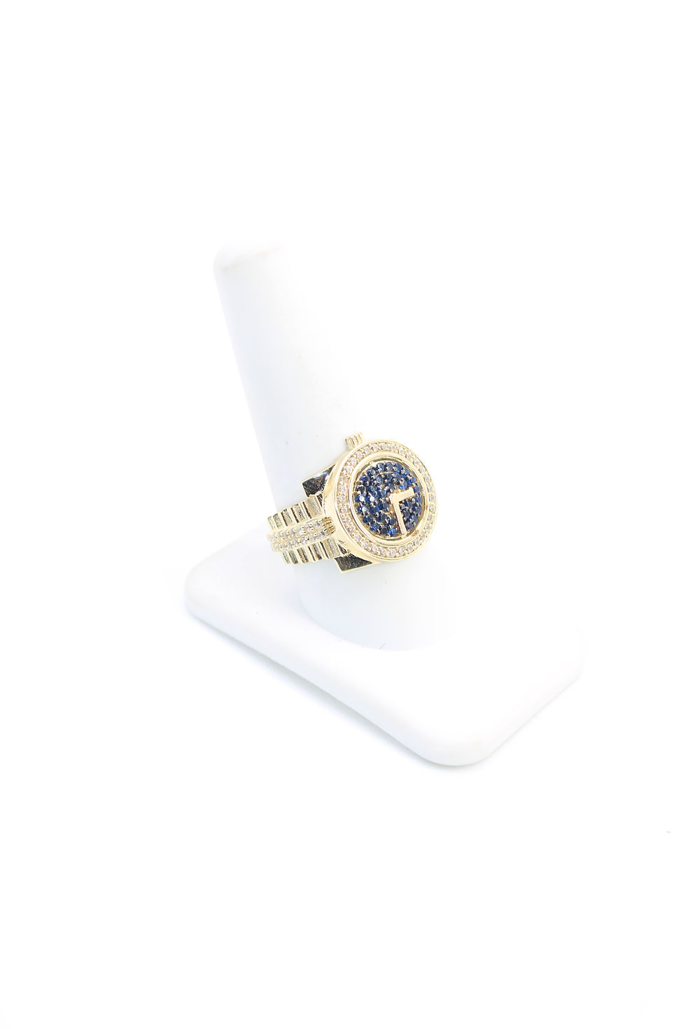 Thumbnail: 14K Fancy Blue Watch Men Ring Cz - BTJ™