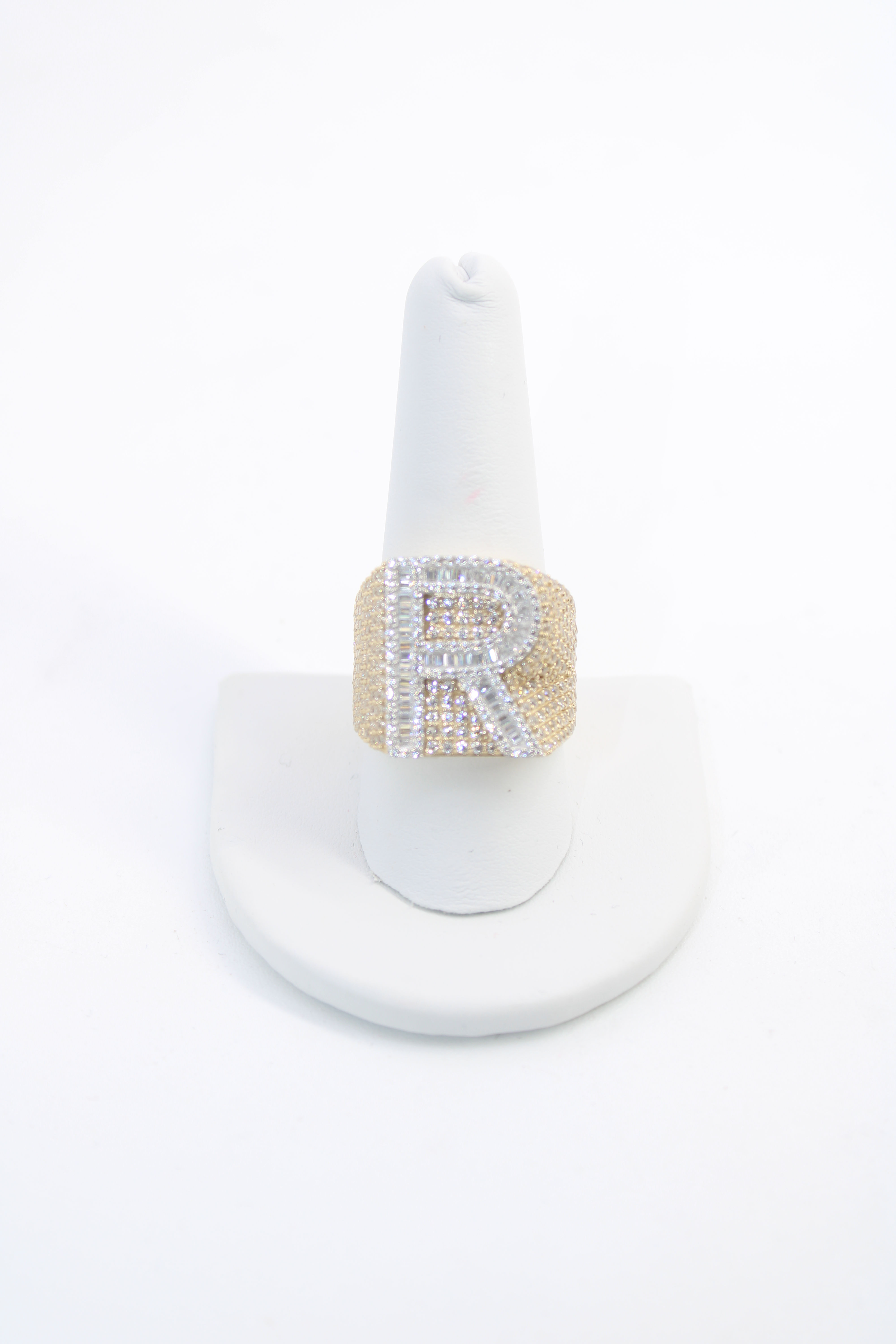 14K Letter R Baguette Men Ring Cz - BTJ™