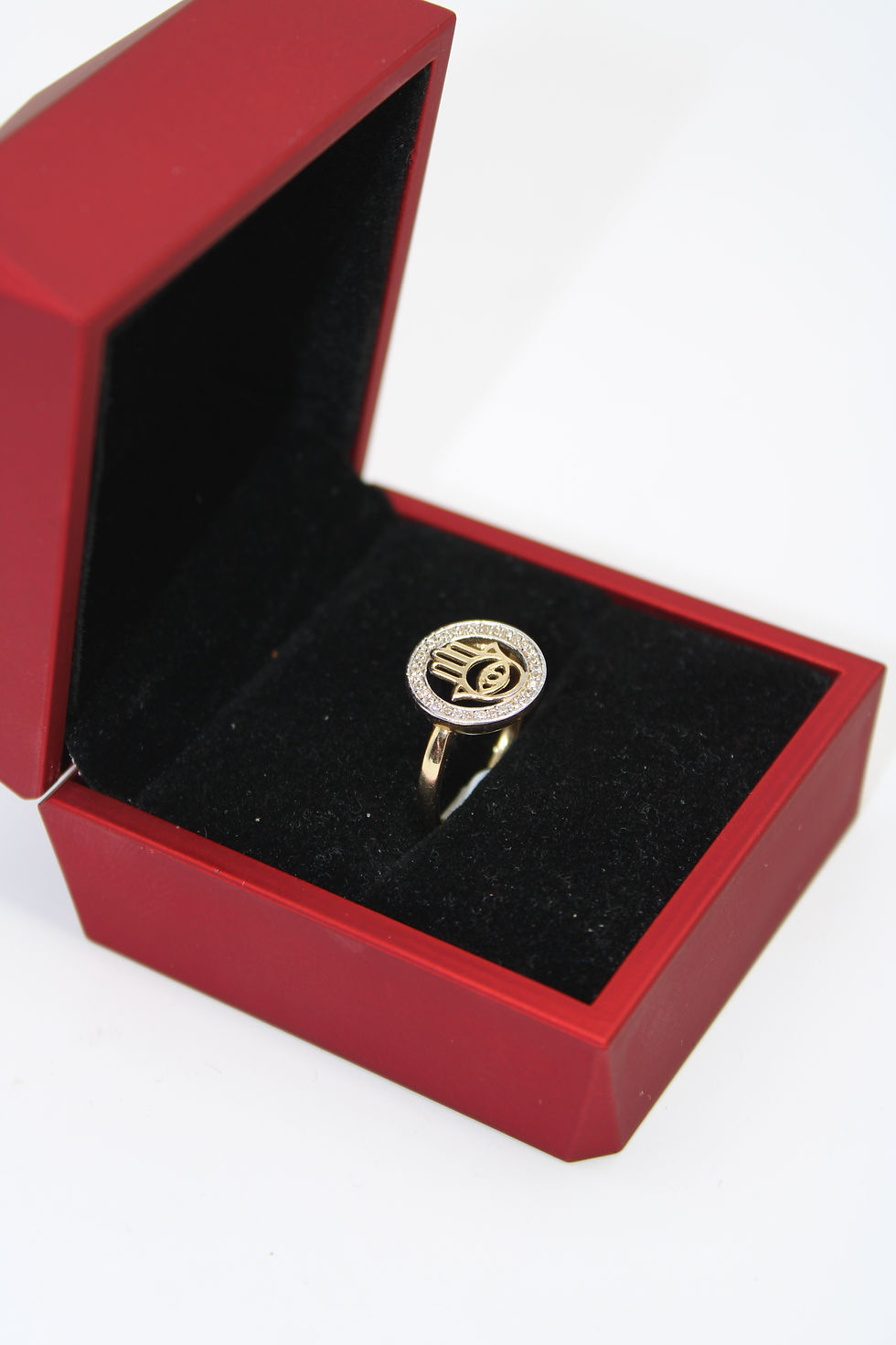 Thumbnail: 14K Little Hamsa hand Woman Ring Cz - BTJ™