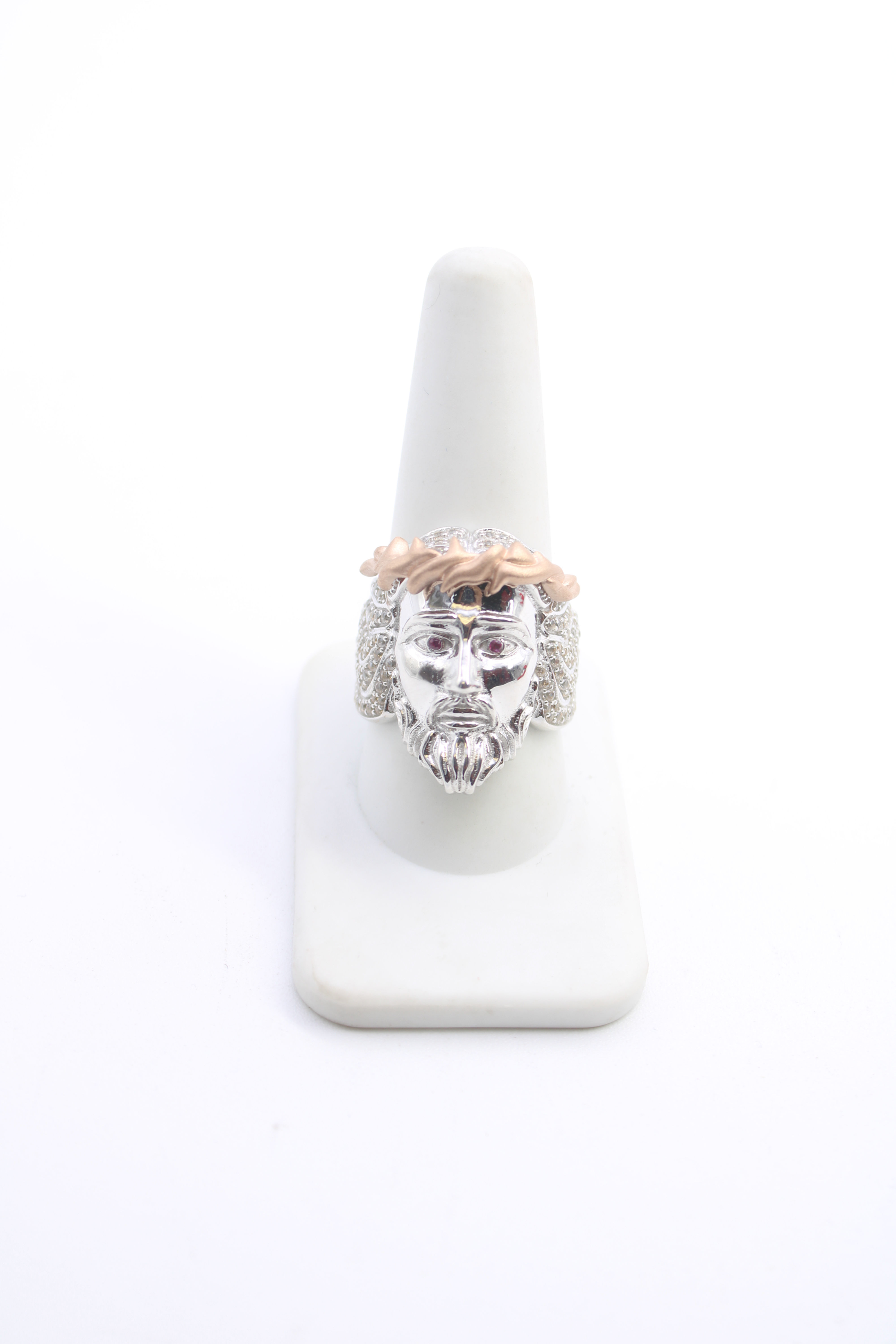 14K Nice White Jesus Face Men Ring Cz - BTJ™