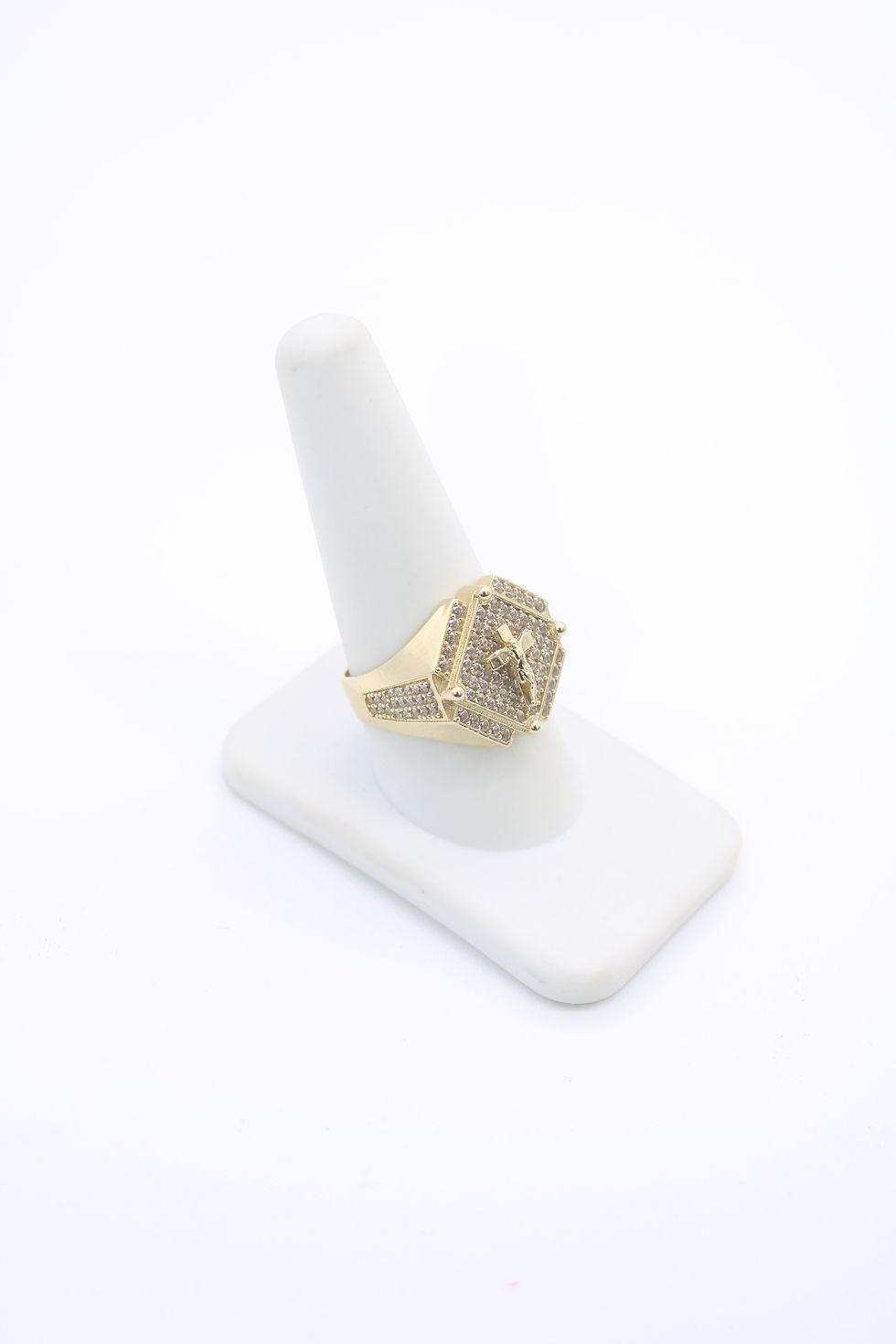 Thumbnail: 14K Tiny cross Men Ring Cz - BTJ™