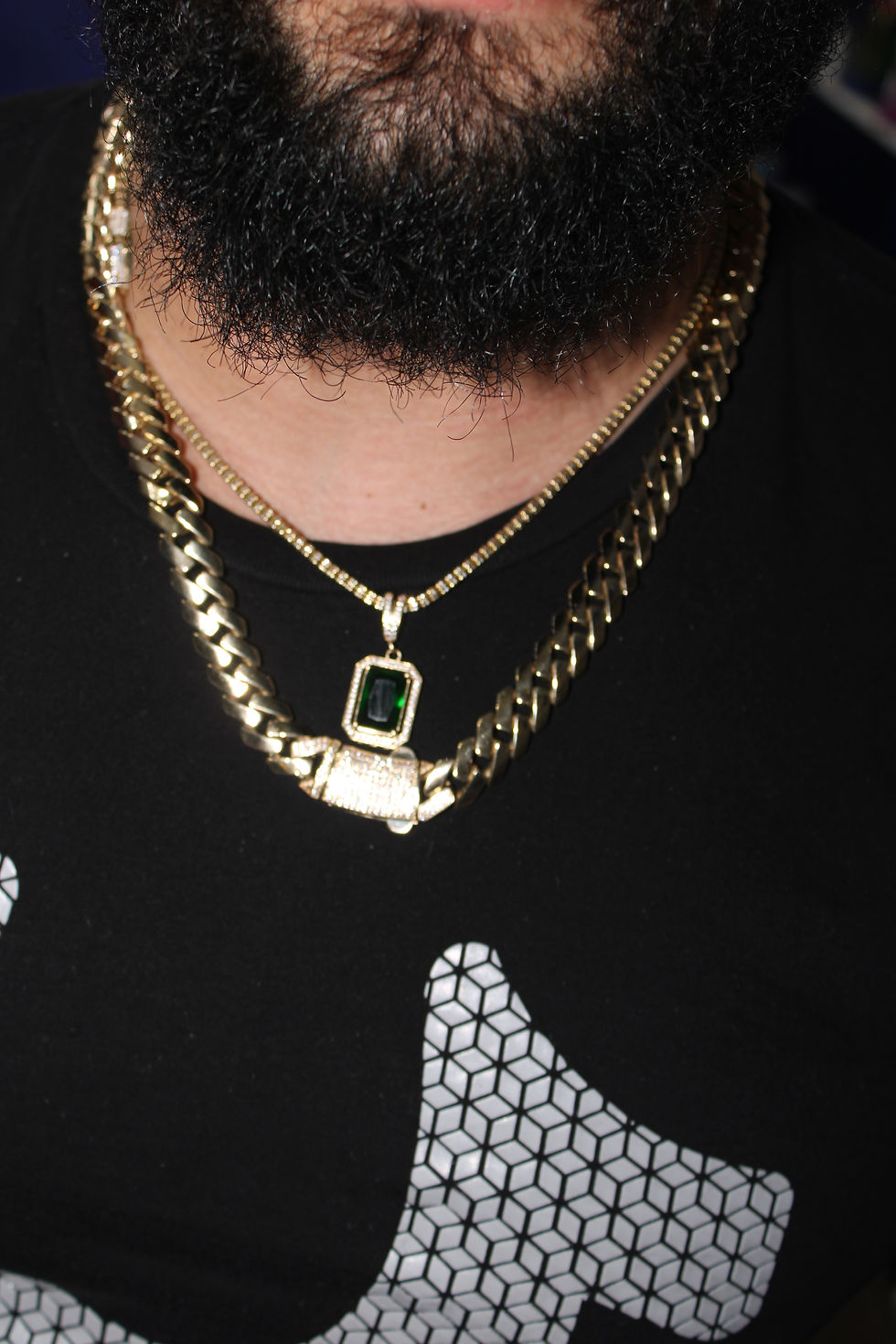 Thumbnail: 14K Miami Link Semi-Solid Chain ( 13mm)(24') Cz - BTJ™