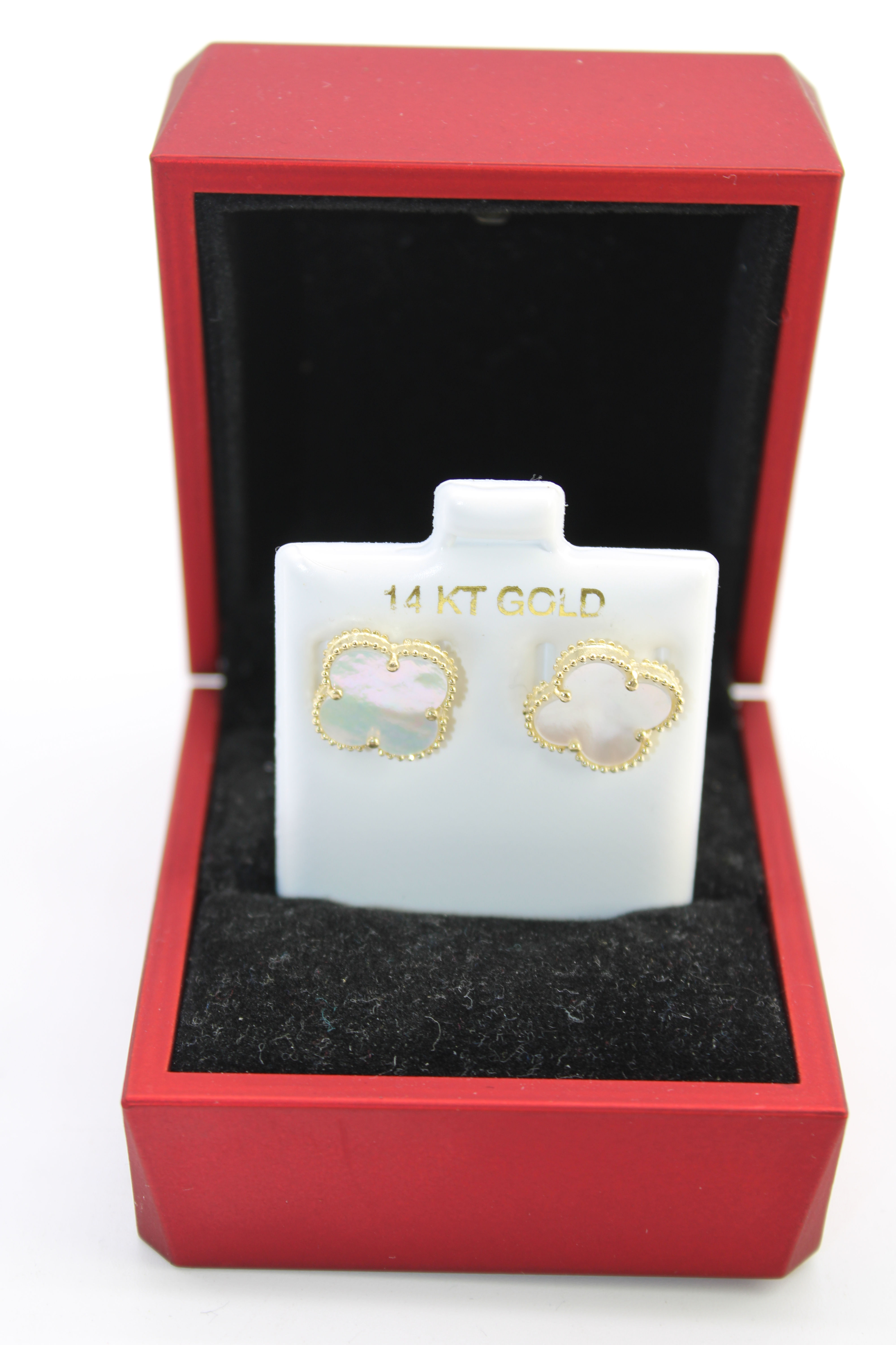 14k White Trebol 🍀 Earrings (13mm) - BTJ™