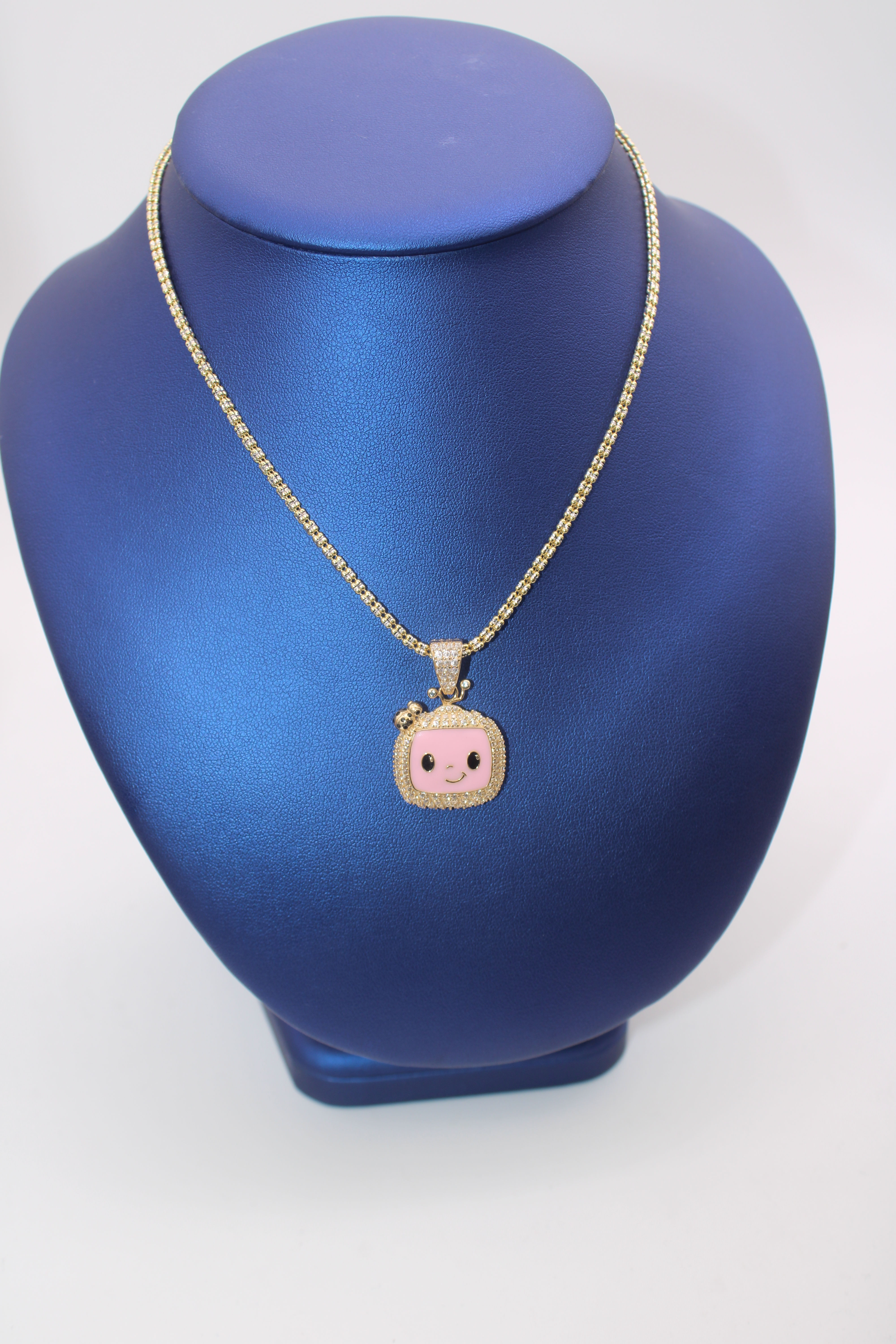 14k Moon ice chain With Tv Carton Pendant Cz (16') - BTJ™