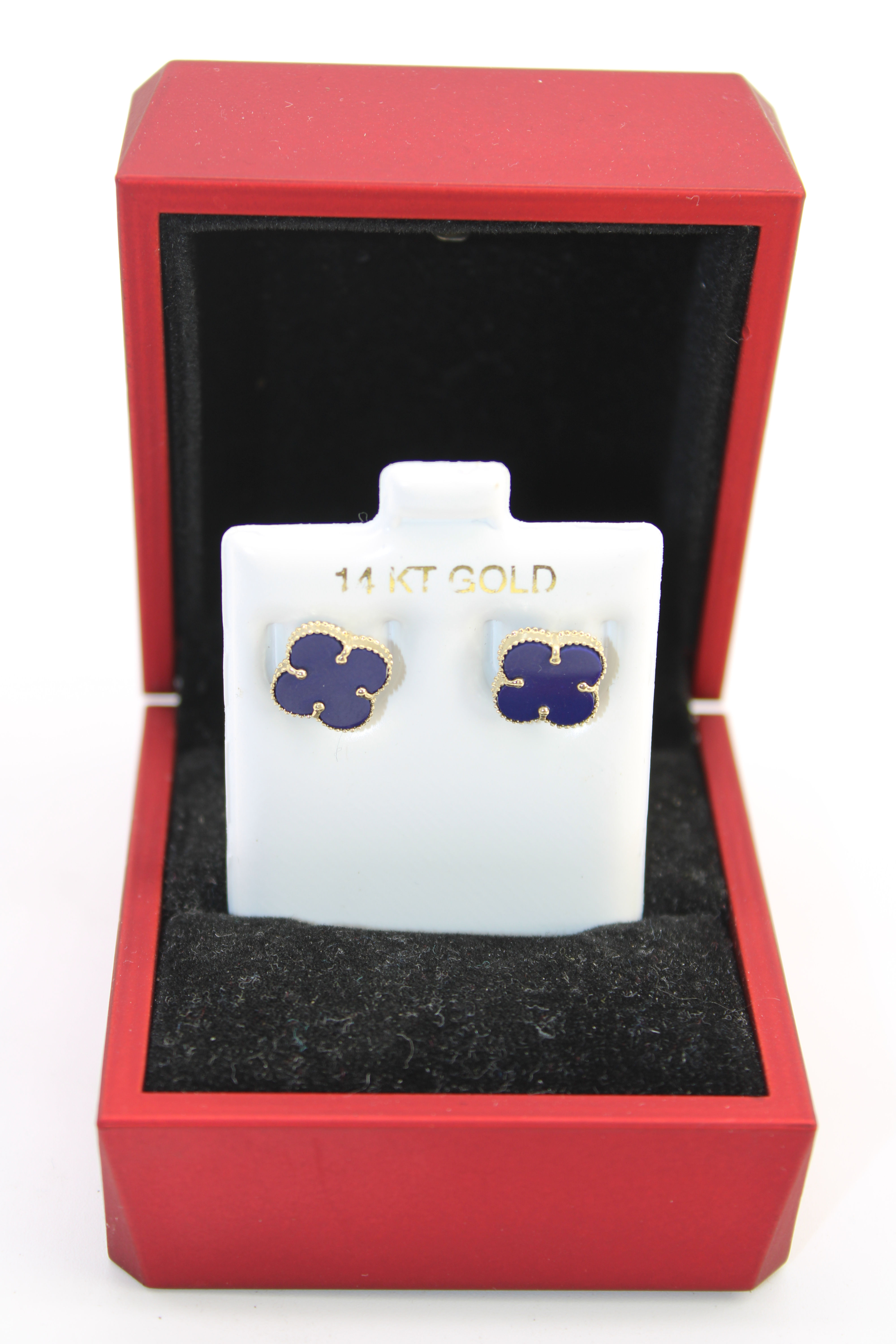 14K Dark Blue Trebol 🍀 Earring (10mm) - BTJ™