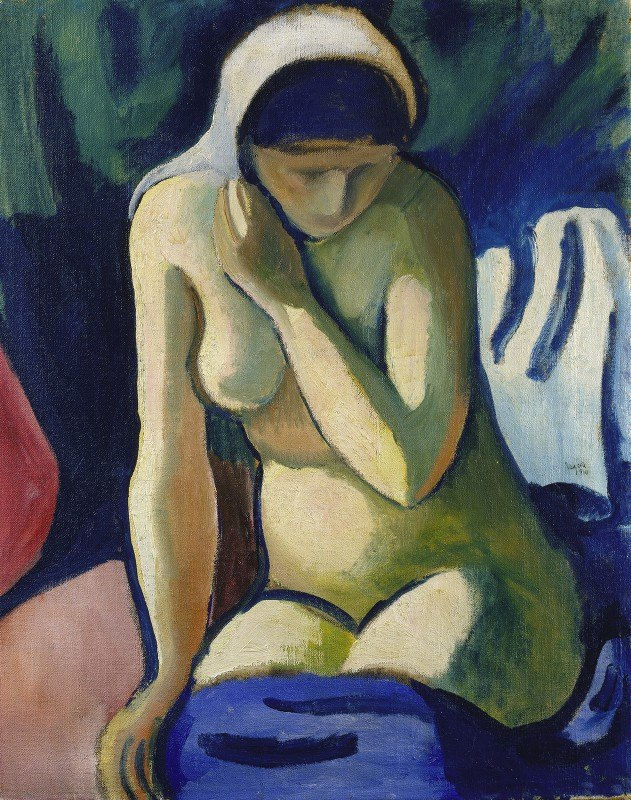 Naked Girl with Headscarf / August Macke