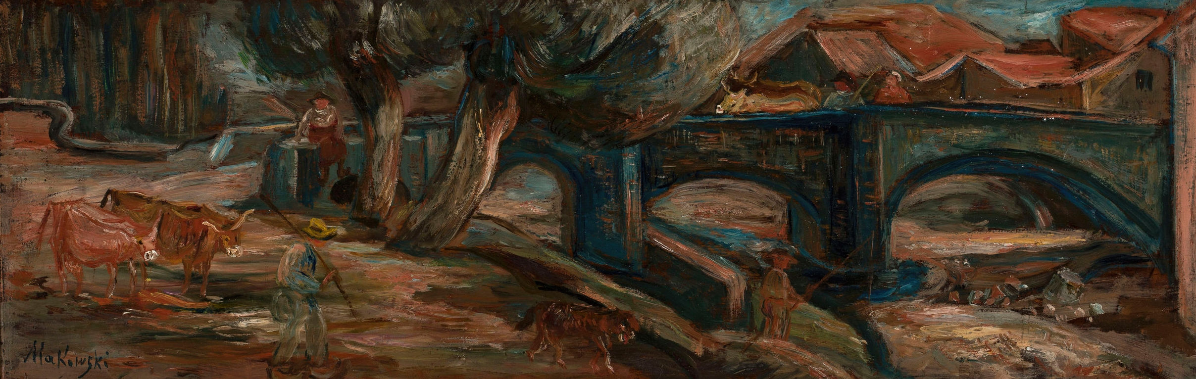 Landscape with a bridge and cows (Espaly)