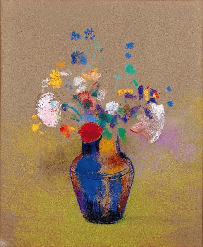 Fleurs Sur Fond Gris / Odilon Redon