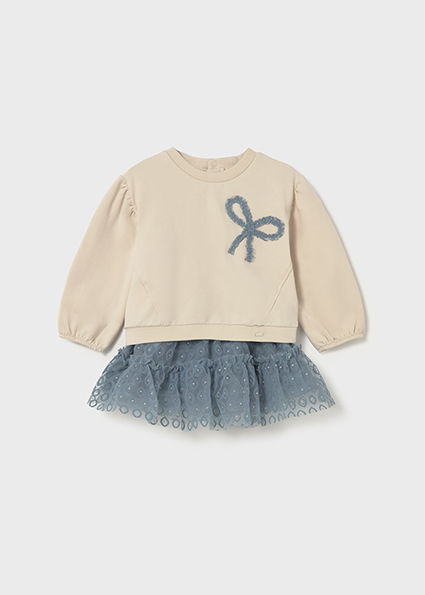 Mayoral 2923 Bow Sweatshirt and Tutu Set