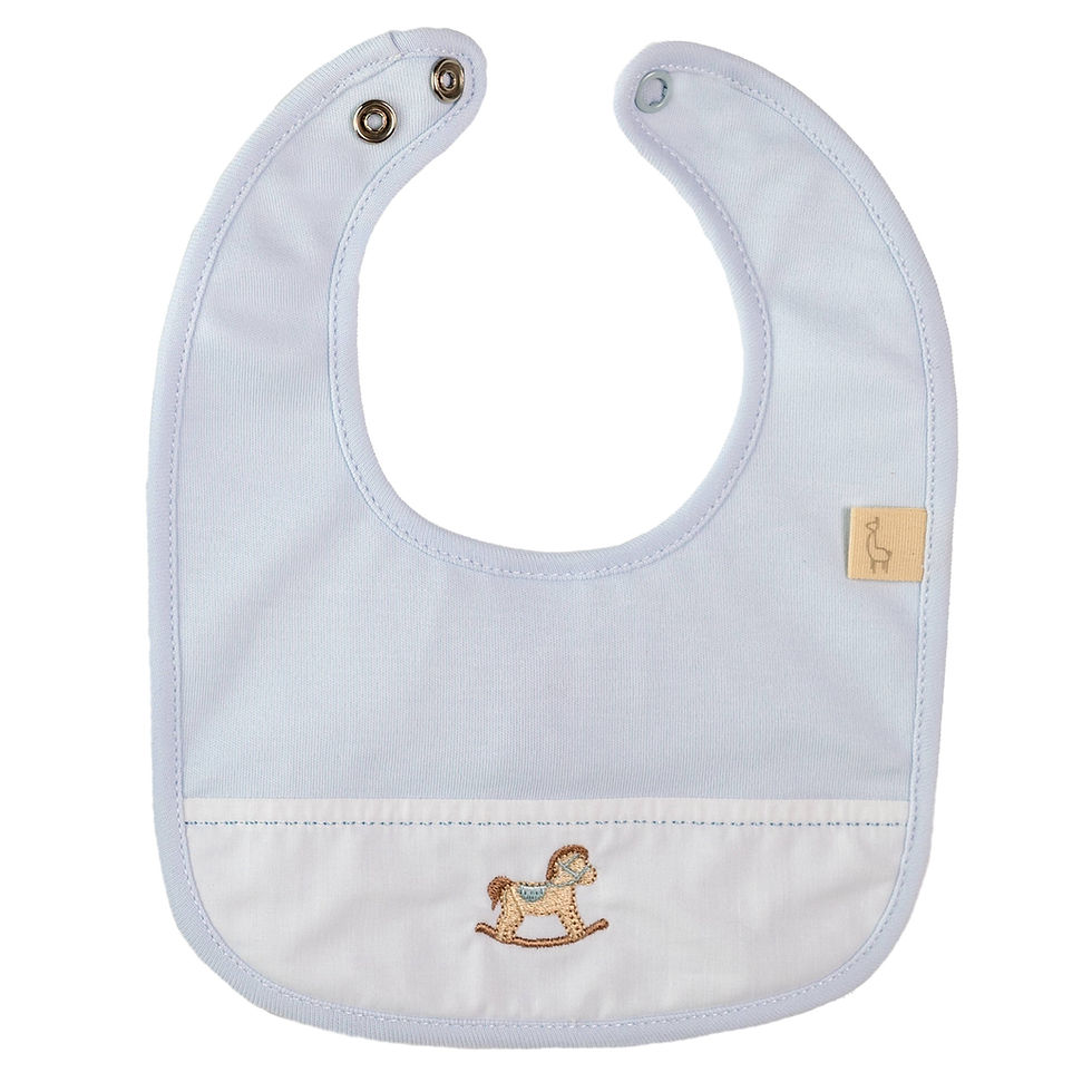 Baby Gi Blue Rocking Horse Cotton Bib