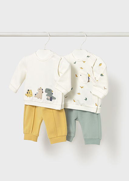 Mayoral Baby 2620 Dinosaur and Yellow Joggers Set