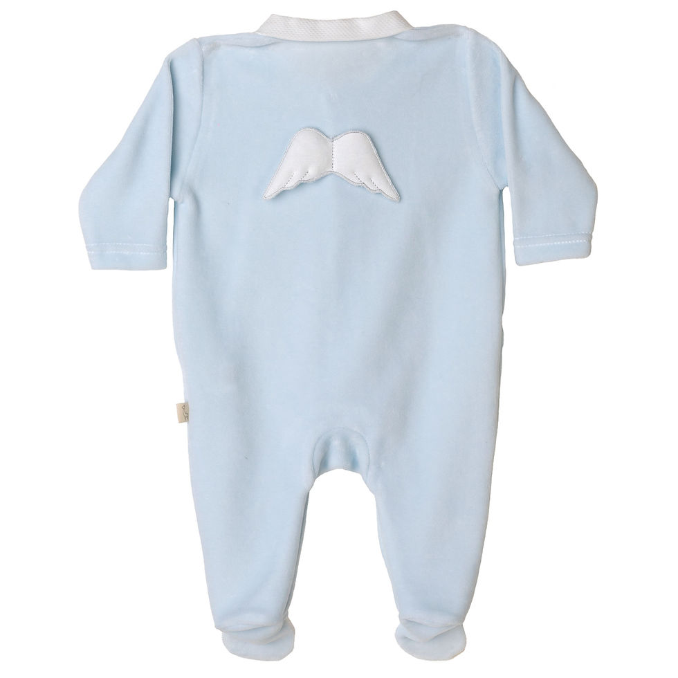 Baby Gi Blue Angel Wings Velour Sleepsuit