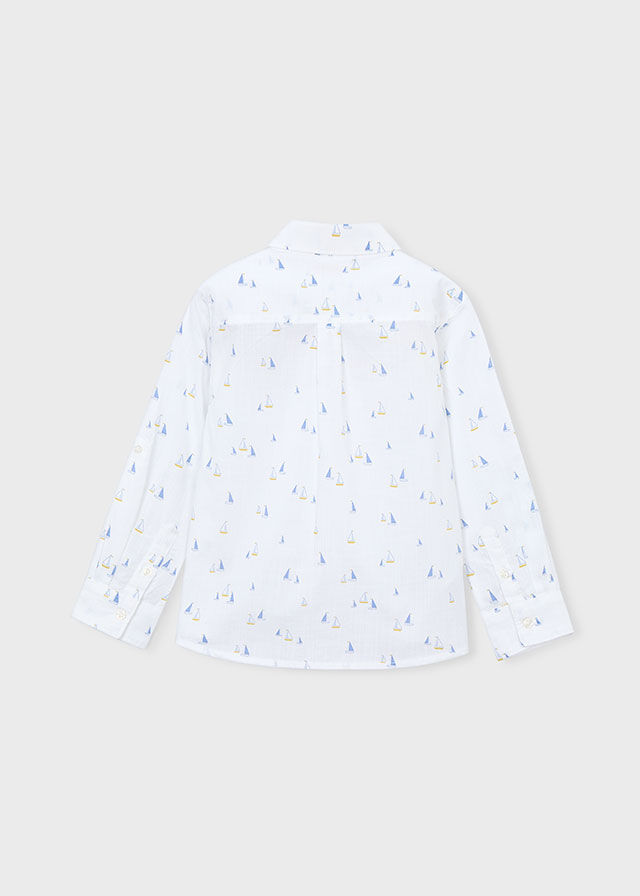 Thumbnail: Mayoral 3119 Boat Print Linen Shirt