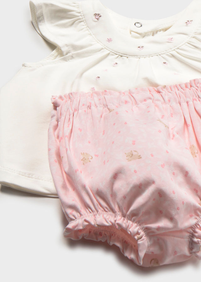 Mayoral 1639 Pink Cat Print Bloomers Set