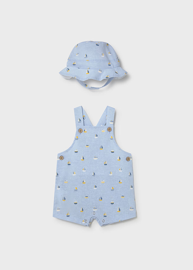 Mayoral 1611 Sailing Boat Dungaree and Hat Set