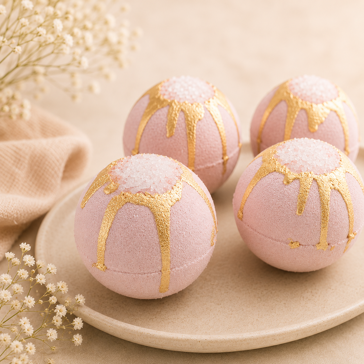 Handmade Rose Gold Goat Milk Bath Bomb