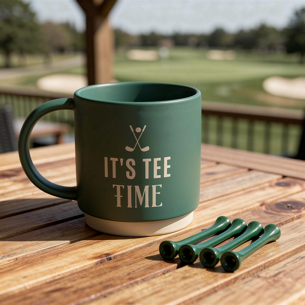 Tee Time Mug with Tees Lifestyle Pic