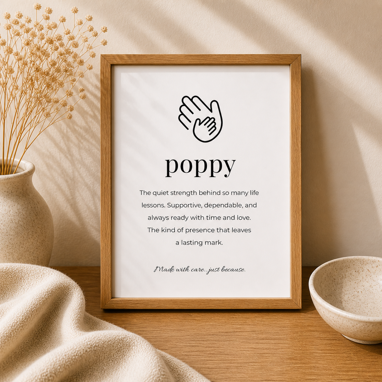Poppy Naming Keepsake Framed