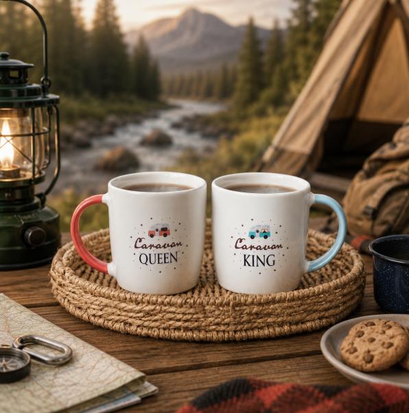 Caravan King & Queen Ceramic Mugs