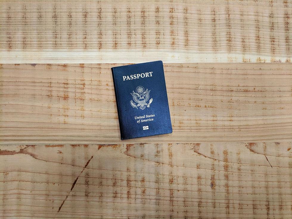 American passport on a work counter