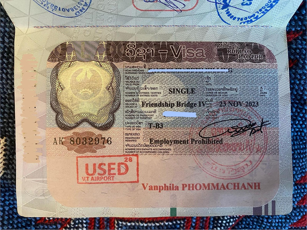 Laos Visa Stamp in Passport