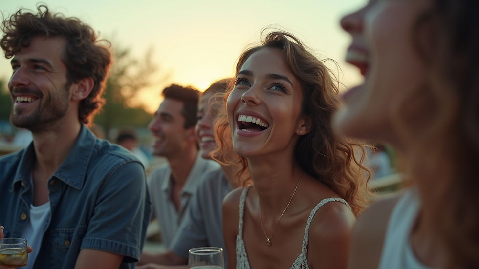Eye-level view of a group of young people enjoying a sober outdoor gathering