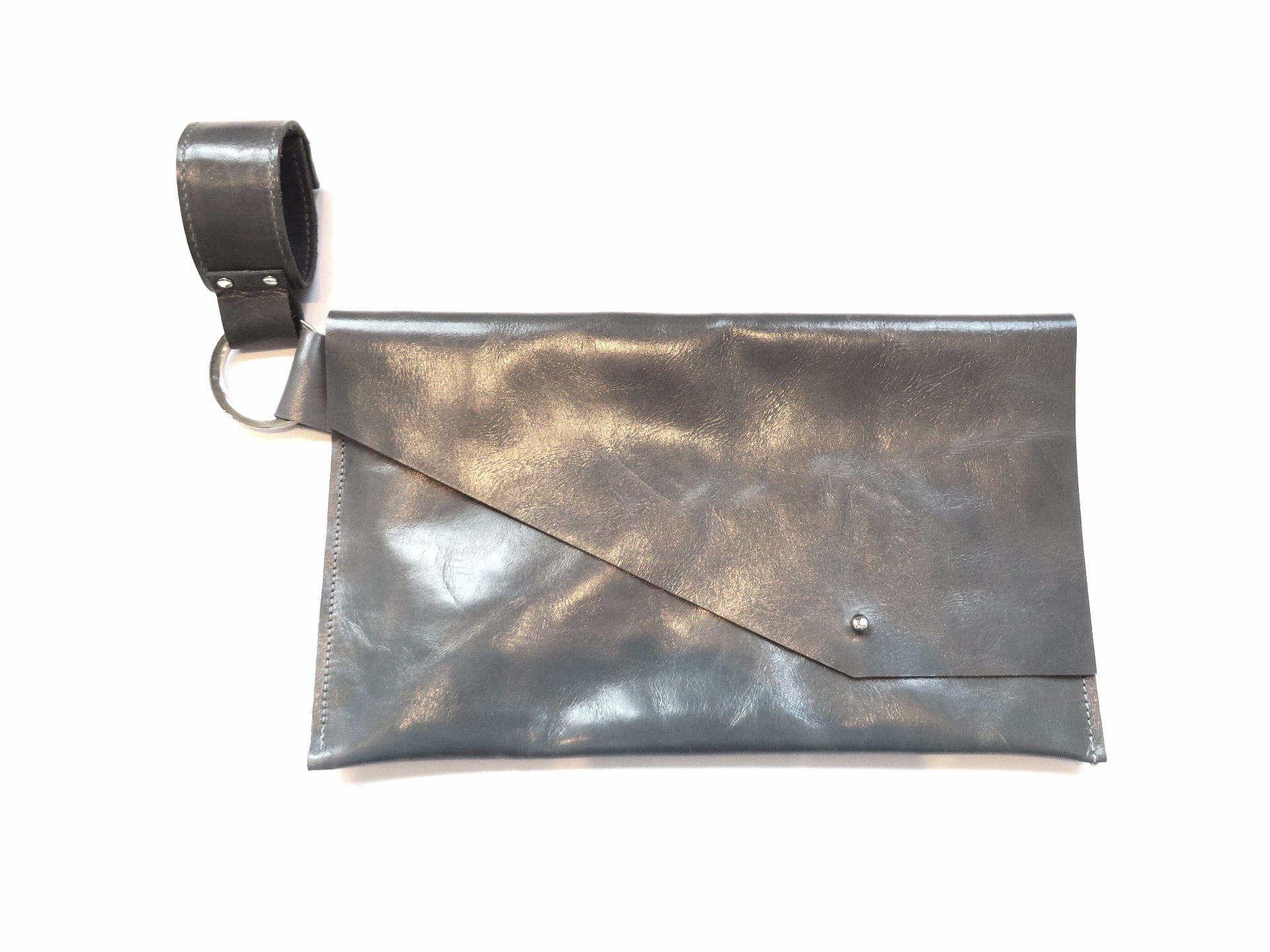 Wax Gray Leather Cuff Bag