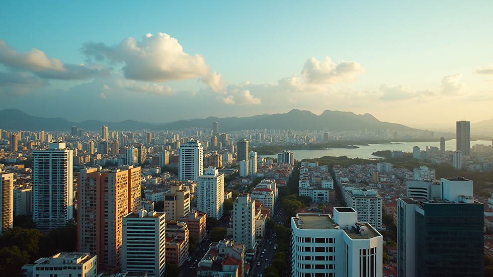 Eye-level view of a vibrant city skyline in Latin America
