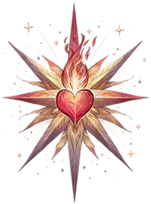 Heart in center of star and fire representing HeartBlaze