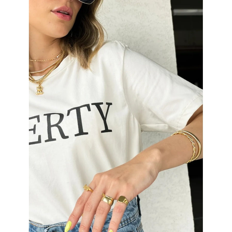Miniatura: Summer Lady Pure Color Casual Top with Short Sleeve Cotton