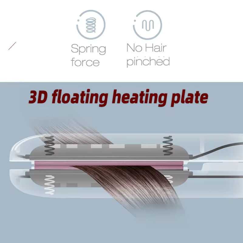 Miniatura: Placa de aquecimento flutuante 3D com molas para não prender o cabelo