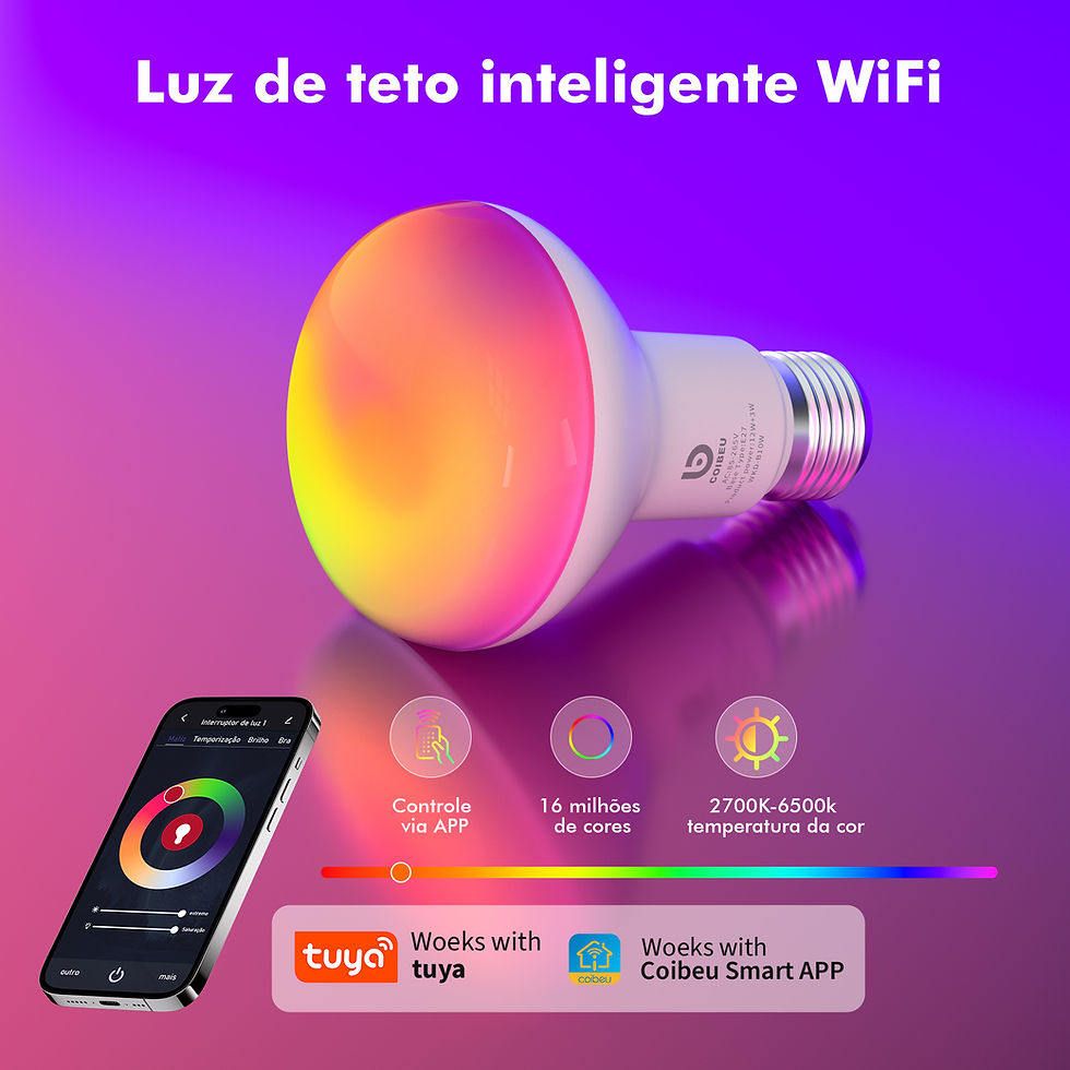 Luz de teto inteligente WiFi com controle por aplicativo.