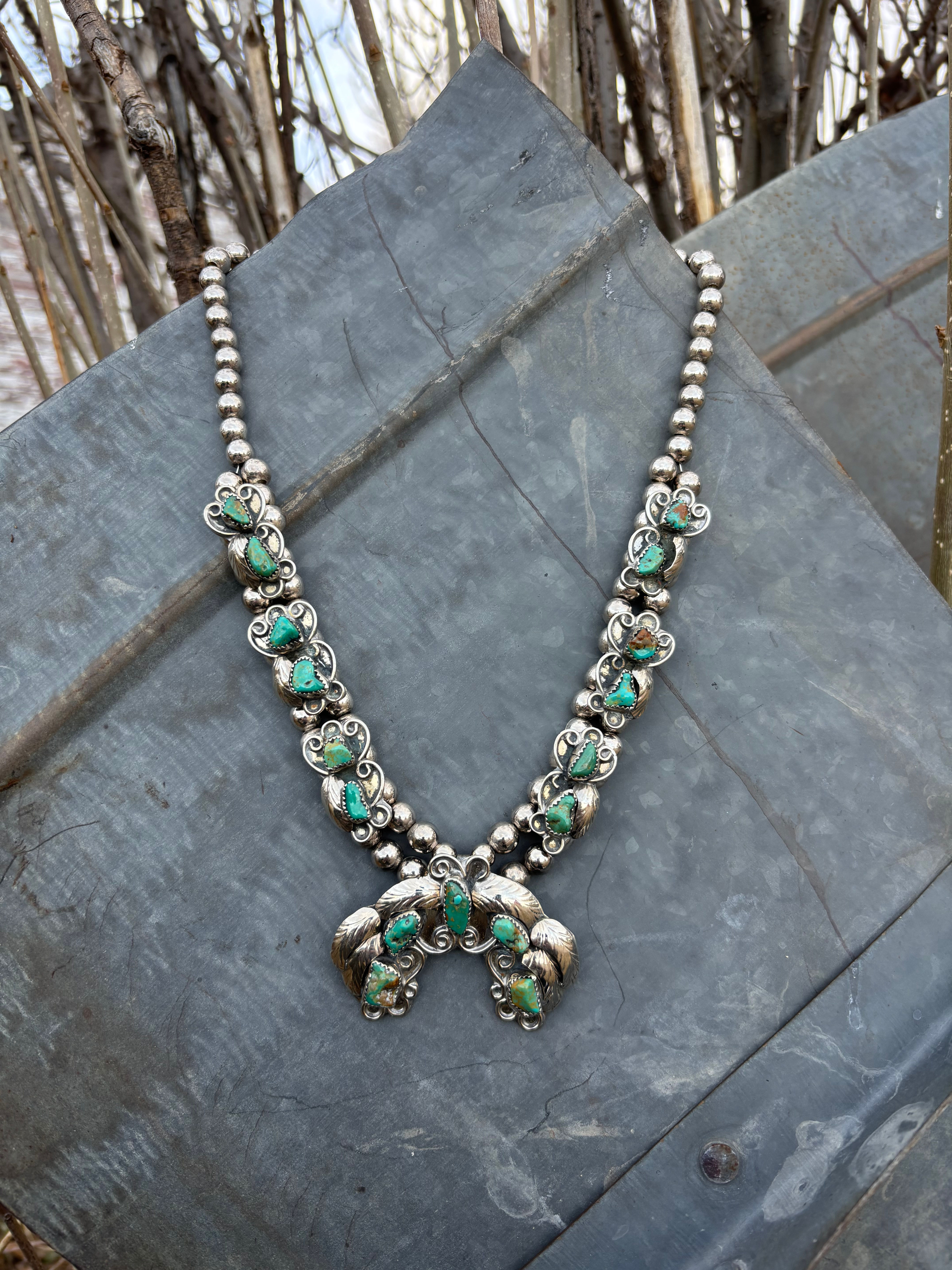 VINTAGE Naja Necklace - Kingman Turquoise Stamped “LT”