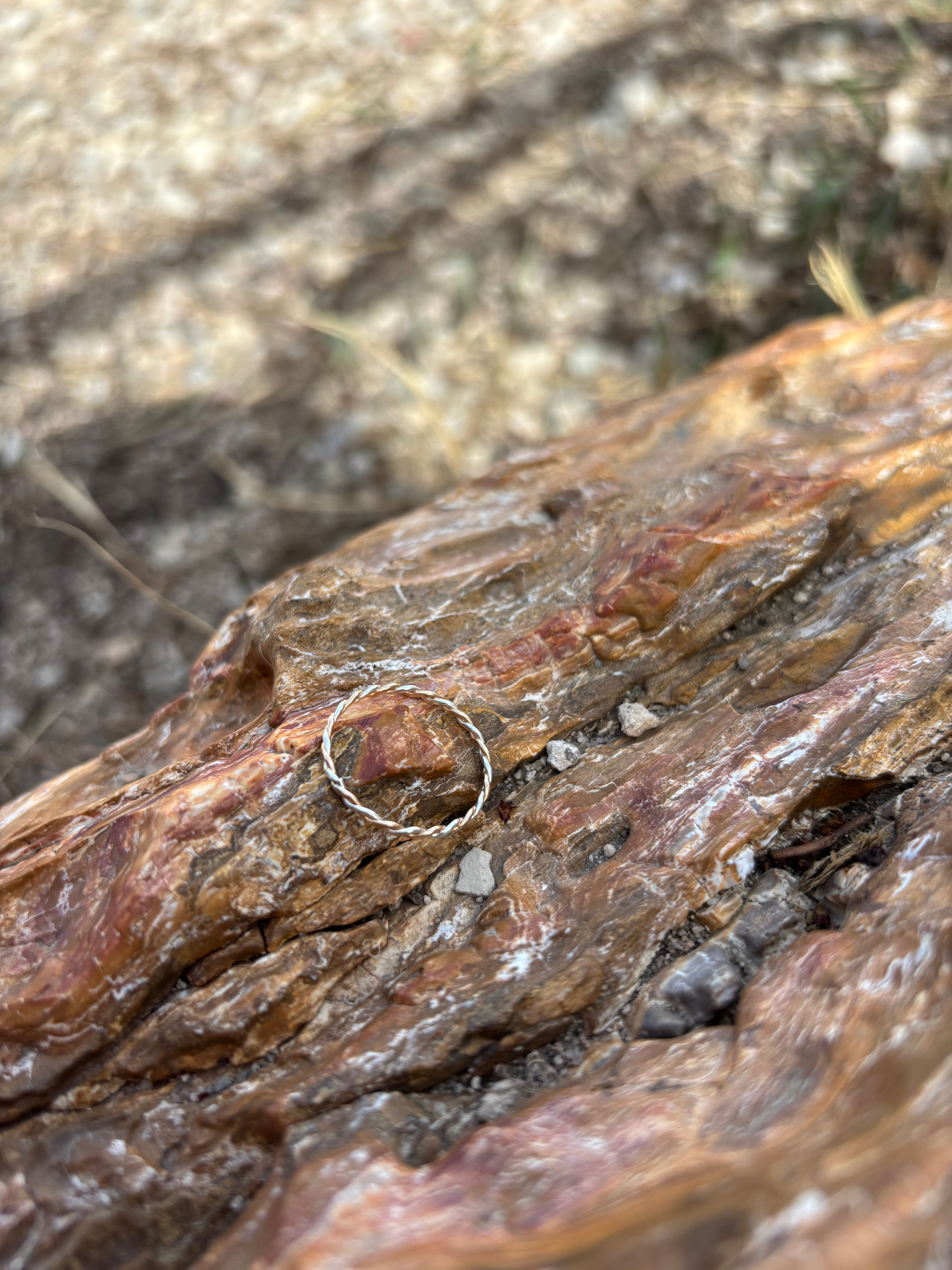 Twisted Simply Silver & 14k Gold Stacking Ring