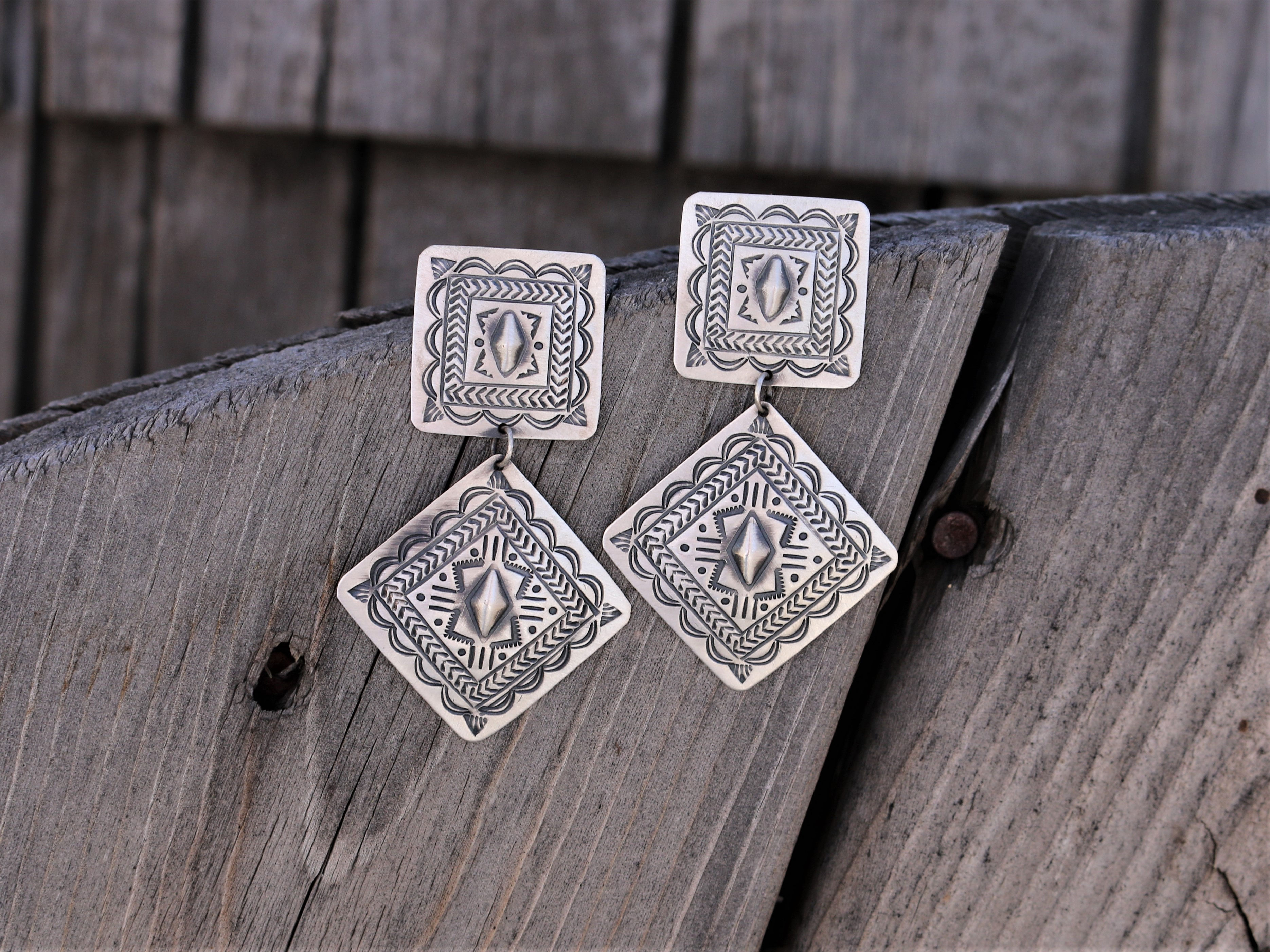 Large silver earrings