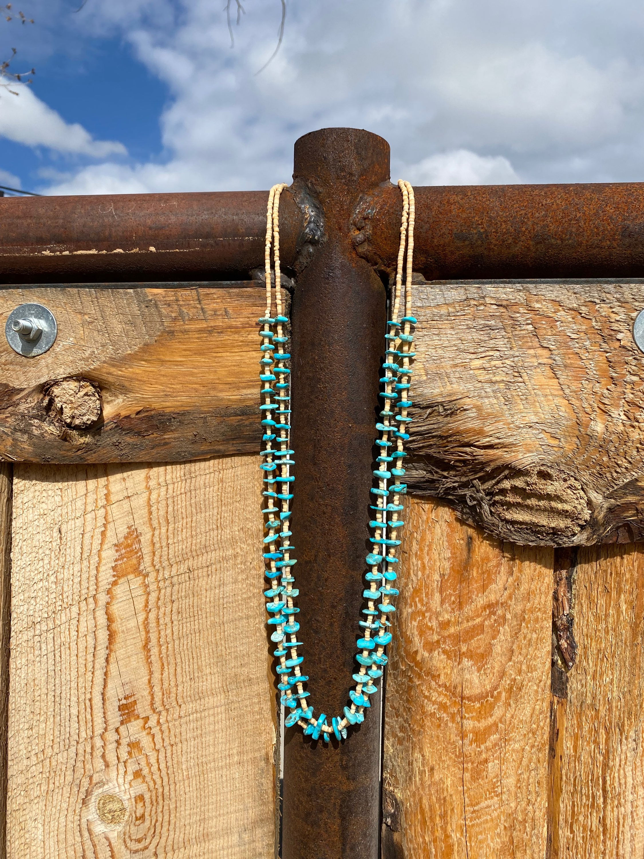 Turquoise & Heishi Navajo Necklace 30"