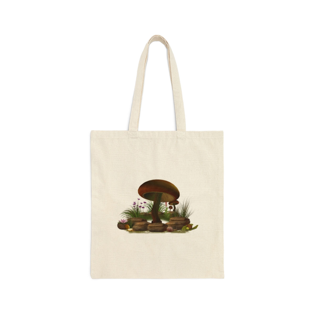 Mushroom Design Cotton Canvas Tote Bag