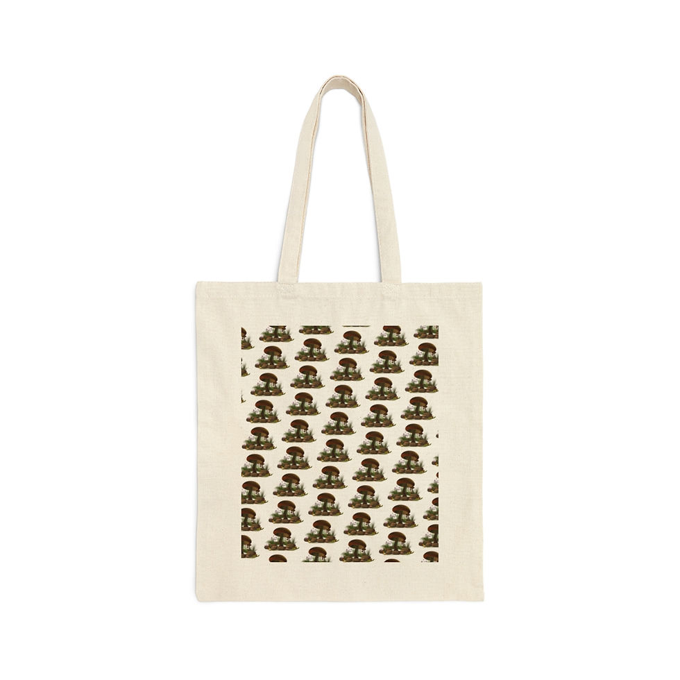 Multiple Mushroom Design Cotton Canvas Tote Bag