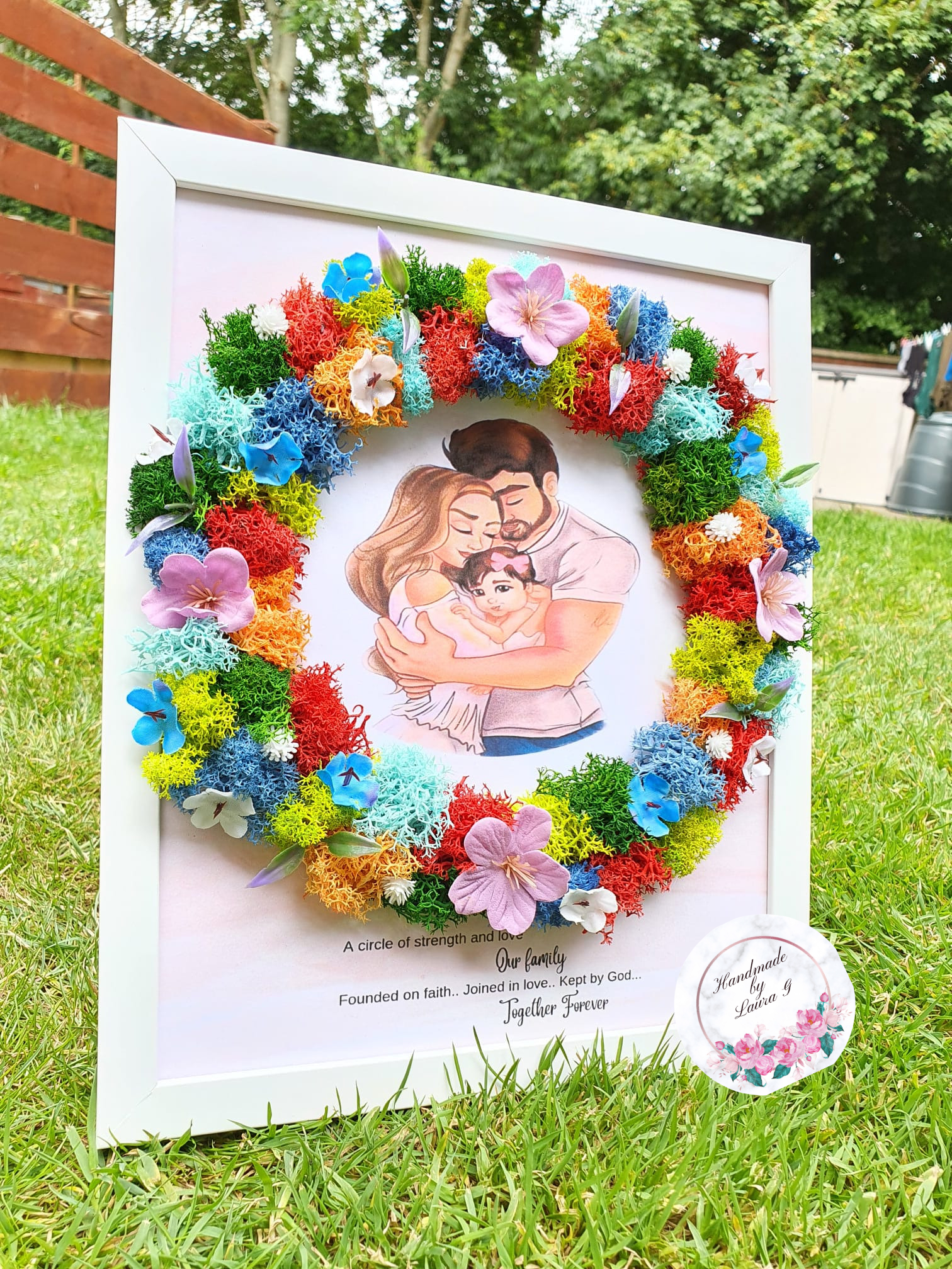 Framed Portrait with Lichens and Flowers