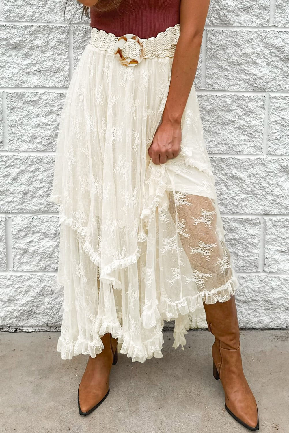 Whimsy Rose "Bella Bloom" Lace BoHo Skirt