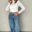Thumbnail: "TAWNY" White Flower Lace See Through Mock Neck Long Sleeve