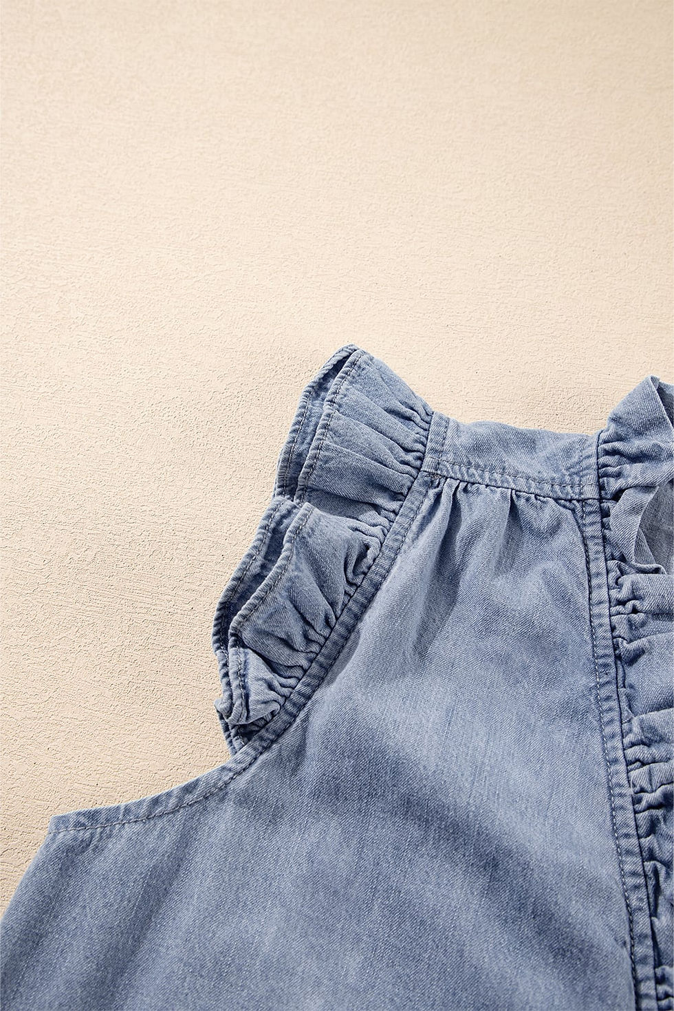 Thumbnail: Whimsy Rose "Lainey" Ruffle Denim Sleeveless Shirt