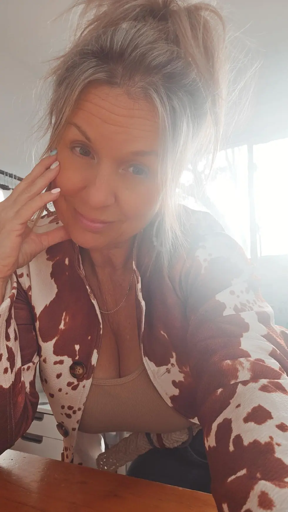 Thumbnail: Whimsy Rose BoHo Cowgirl Cow Print Blazer