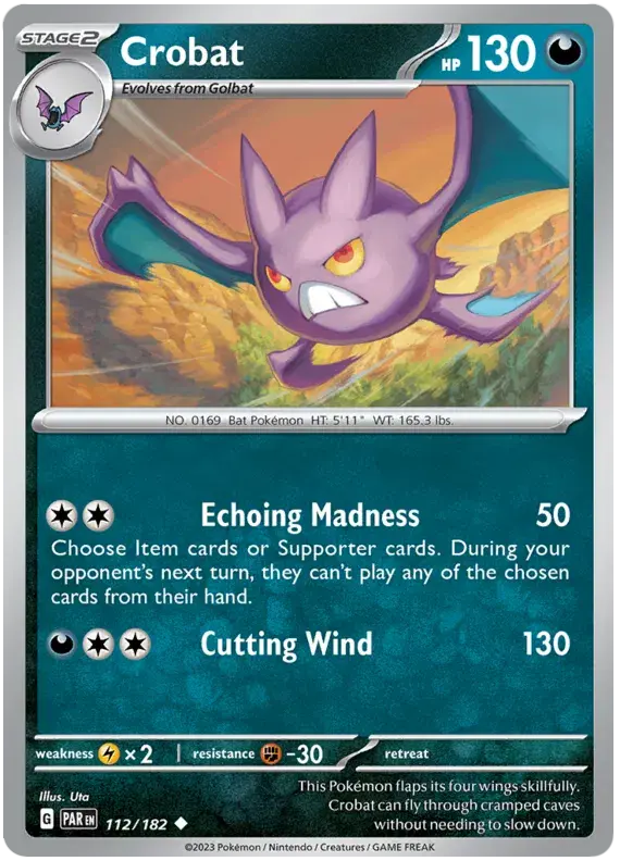 112/182 - Crobat - Paradox Rift - Uncommon (Reverse Holo)