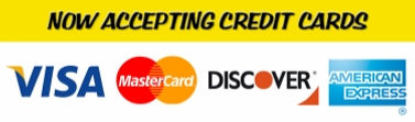 Now Accepting Credit Cards Including Visa, MasterCard, Discover, & American Express