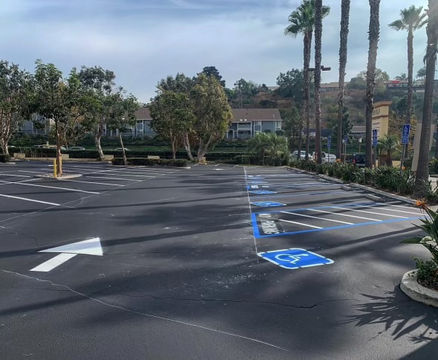 A Parking Lot With Directional Markings to Control the Flow of Traffic