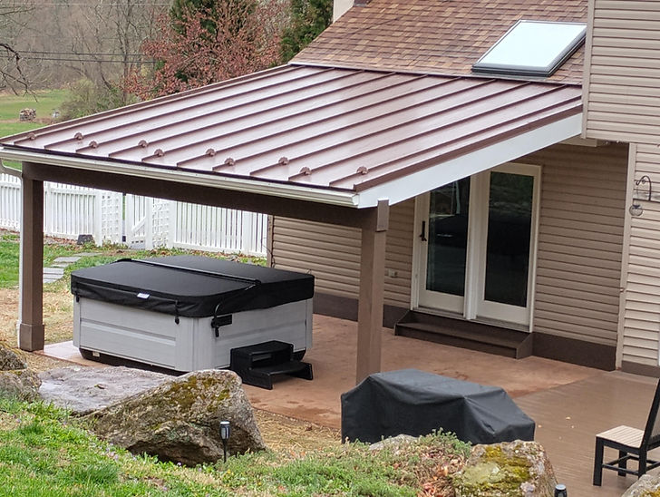 A Custom Patio Awning With Metal Roofing