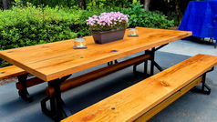Custom Outdoor Red Oak Table & Bench Project