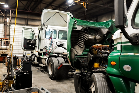 Big Rigs Brought In by Truckers for State Inspections