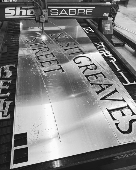 Sign Lettering Being Created by Our CNC Plasma Cutting Service